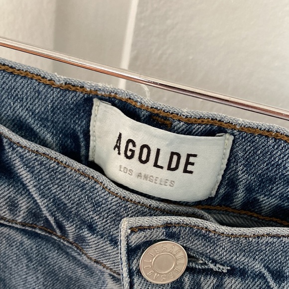 Agolde High Waisted Slim Fit Distressed Jeans - Picture 2 of 5